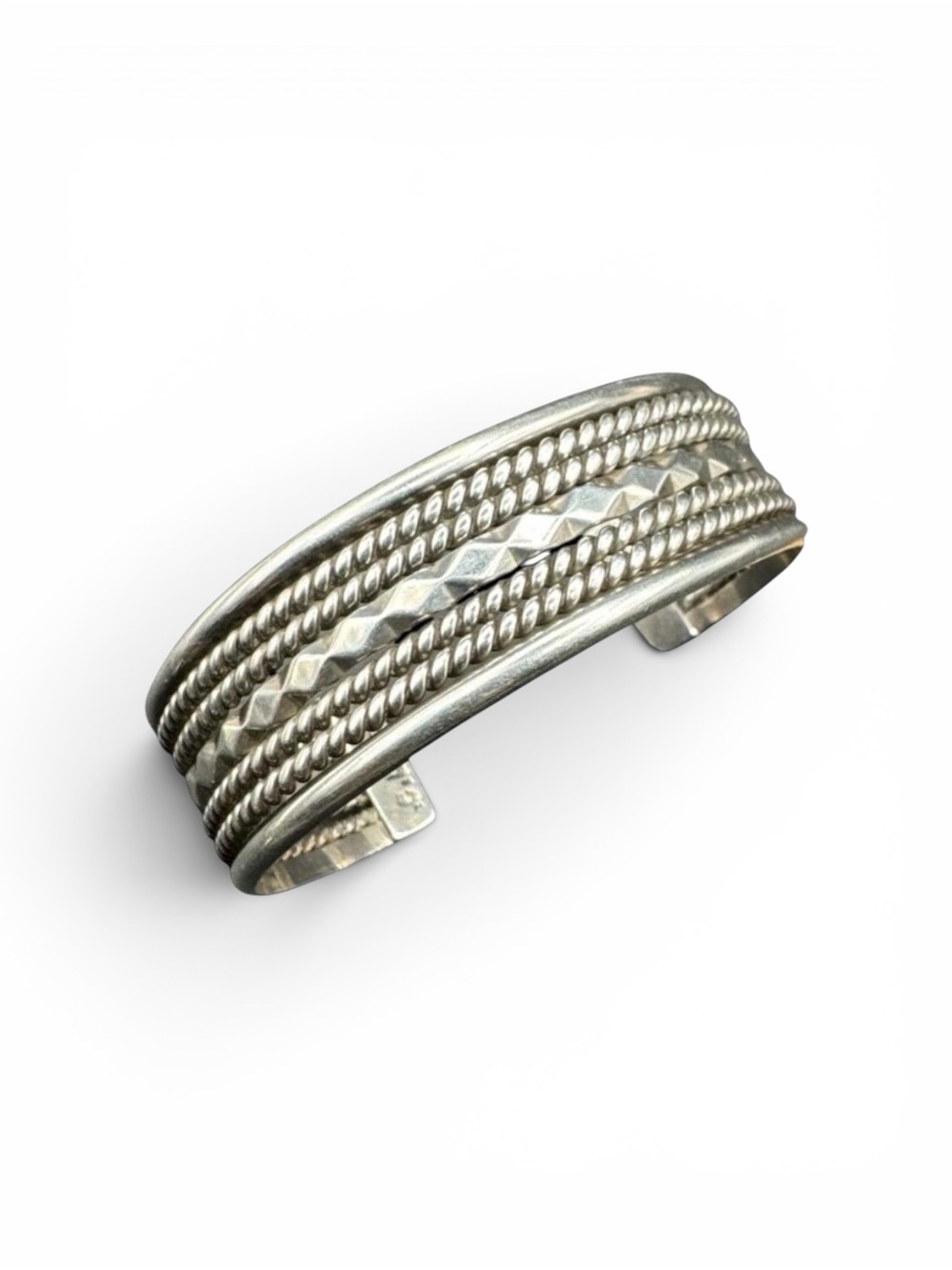 Vintage Sterling Navajo R.C Little Signed Cuff Bracelet Navajo Cuff Bracelet 39g